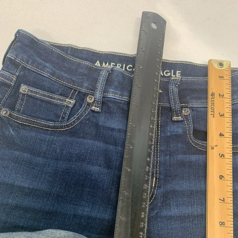 American Eagle Hi Rise Festival Shortie Shorts Woman Sz 2 Lot/2 White Blue Beach